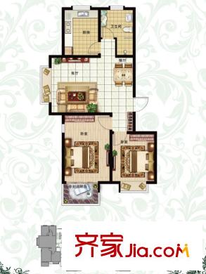 康大觀邸戶型圖3#高層A戶型 2室2廳1衛(wèi)1廚
