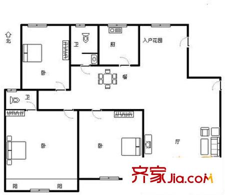 中亨都市花園 3室 戶型圖