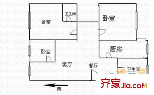 高教小區(qū) 3室 戶型圖
