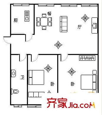 中亨花園二號院 2室 戶型圖