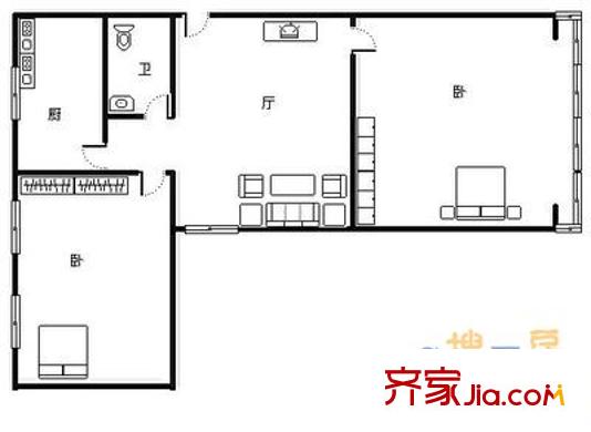 華新園小區(qū) 2室 戶型圖