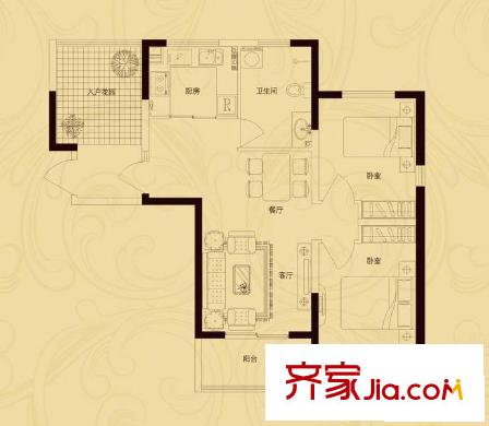 康橋上城品戶型圖三期C1-3戶型 (已售完) 3室2廳1衛(wèi)