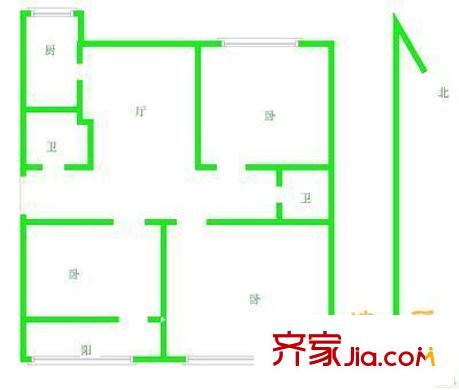 花園新村 3室 戶型圖