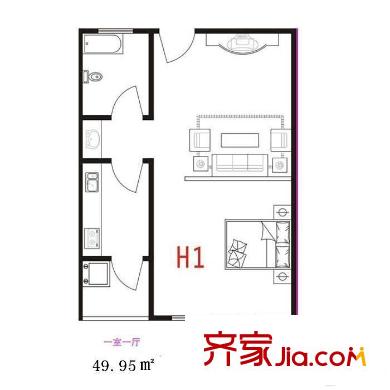 思念清清佳苑 1室 戶型圖