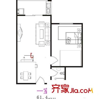 思念清清佳苑 1室 戶型圖
