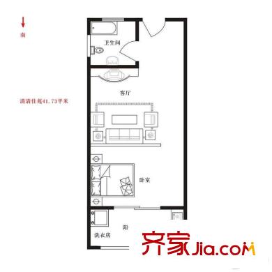 思念清清佳苑 1室 戶型圖