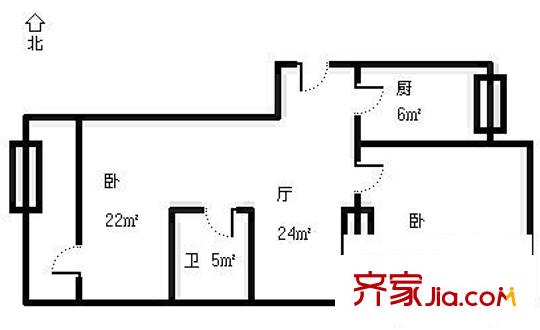 東仲小區(qū) 2室 戶型圖