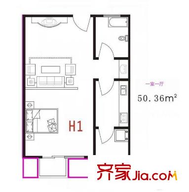 思念清清佳苑 1室 戶型圖