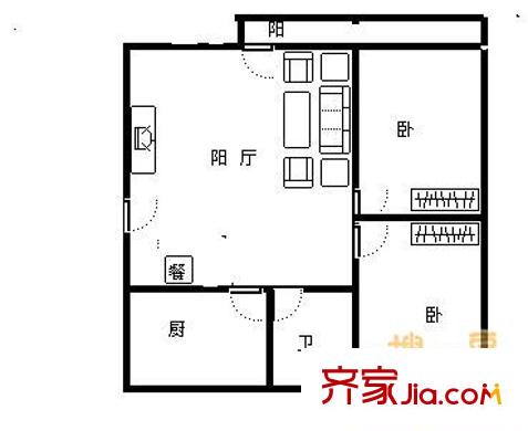 思達大河春天 1室 戶型圖