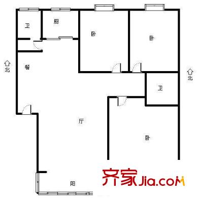 思達大河春天 3室 戶型圖