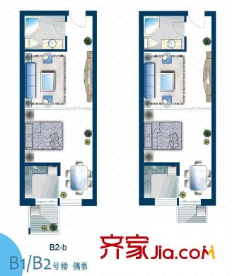 威尼斯水城三期 1室 戶型圖