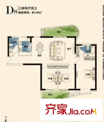曼哈頓廣場 3室 戶型圖
