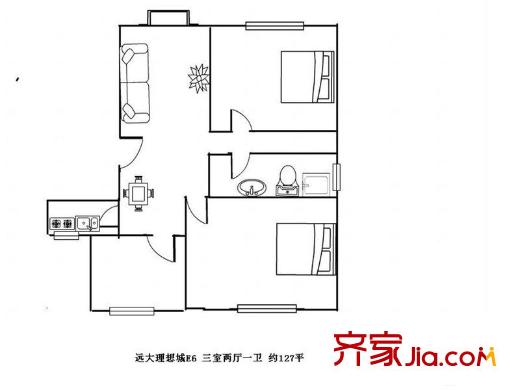 遠大理想城 2室 戶型圖
