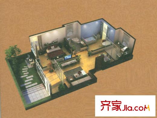 七棟洋房2期1-4號(hào)樓陽(yáng)光花房戶型 2室2廳1衛(wèi)1廚