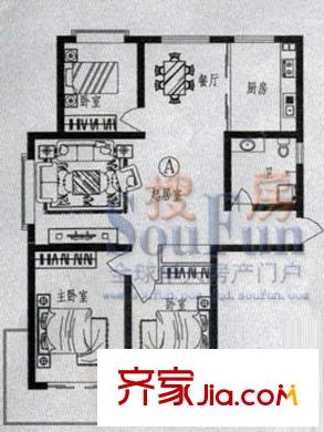 魯澤觀天下戶型圖印象三居室 3室2廳