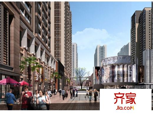 升龍鳳凰城外景圖B區(qū)東側(cè)街角廣場(chǎng)透視日景