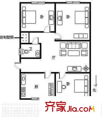康順家園 3室 戶型圖