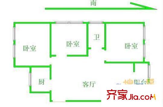 金城商苑 戶型圖 3室2廳1衛(wèi)