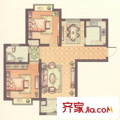 泗涇灣家園  戶型圖 2室2廳1衛(wèi)