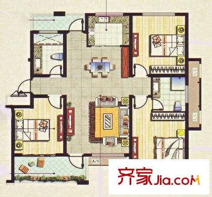 陽光水世界五期A-19號、A-12號、A-6號樓F2戶型 3室2廳2衛(wèi)1廚