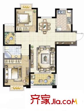 摩卡小鎮(zhèn)二期1-4#樓、8-12#、18-20#E戶型 2室2廳1衛(wèi)1廚
