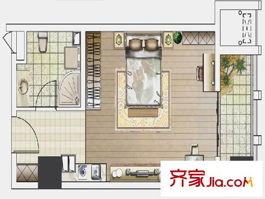 大德玲瓏灣2期蕭林新天地二期A2戶型 1室1廳1衛(wèi)1廚