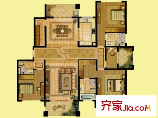 棕櫚灣46號樓01戶型 4室2廳3衛(wèi)1廚