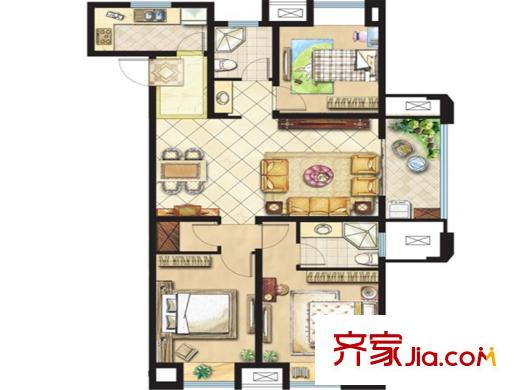 宇業(yè)?蘇尚家園二期G3戶型 3室1廳2衛(wèi)1廚