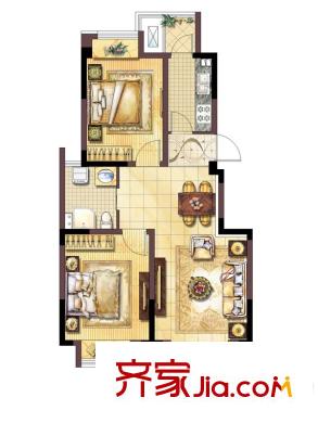 宇業(yè)?蘇尚家園A戶型 2室2廳1衛(wèi)1廚