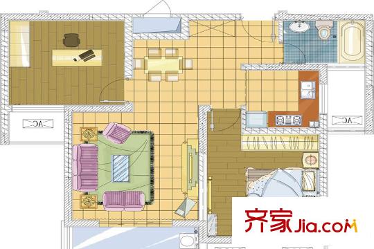 虹橋佳苑85平方米戶型圖 2室2廳1衛(wèi)1廚