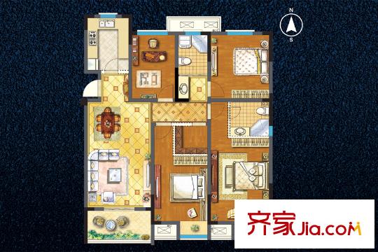 宇業(yè)天逸華庭8、9#G戶型146平方米4室2廳2衛(wèi) 4室2廳2衛(wèi)1廚