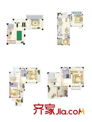 路勁上海院子B1戶型圖 4室2廳4衛(wèi)1廚