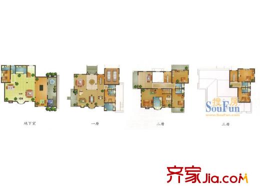 云湖御墅一期B戶型圖 6室6廳7衛(wèi)1廚