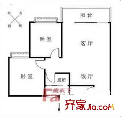 昆山 尚書新村 戶型圖 2室2廳1衛(wèi)
