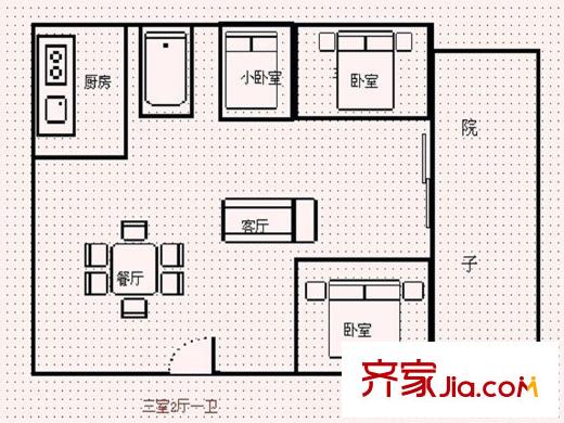 宏浦西園 戶型圖 3室2廳1衛(wèi)