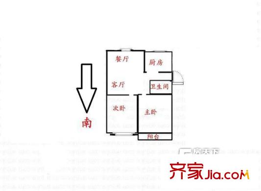 畫家公寓 戶型圖 2室2廳1衛(wèi)