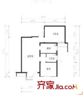 東莊綠島 戶型圖 1室1廳1廚1衛(wèi)