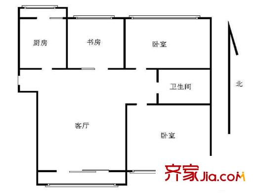 新嶺花園二期3室 戶型圖