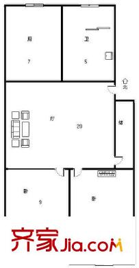 百通建安小區(qū)戶型圖2室戶型圖 2室2廳1衛(wèi)1廚