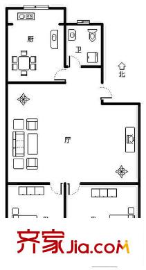百通建安小區(qū)戶型圖2室戶型圖 2室2廳1衛(wèi)1廚