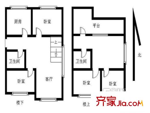 福北小區(qū)戶型圖4室戶型圖 4室2廳2衛(wèi)1廚