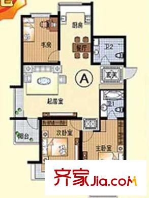 新僑花園戶型圖峰景大宅A戶型 2室2廳