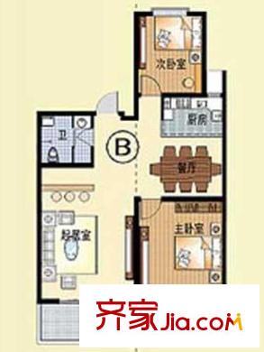 新僑花園戶型圖峰景大宅B戶型 2室2廳
