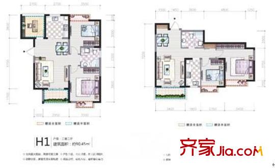 昆山 東湖佳苑 戶型圖 2室2廳1衛(wèi)
