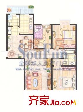昆山 東湖佳苑 戶型圖 3室2廳2衛(wèi)