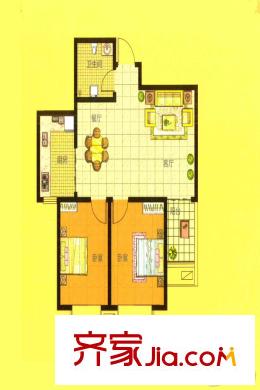 千禧銀杏苑24#標(biāo)準(zhǔn)層C戶型 2室2廳1衛(wèi)1廚
