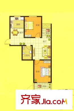 千禧銀杏苑24#標(biāo)準(zhǔn)層B戶型 2室2廳1衛(wèi)1廚