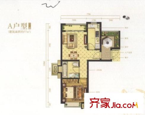 富力湾住宅户型图昆山 富力湾 户型图 1室1厅1卫 1室1厅1卫1厨