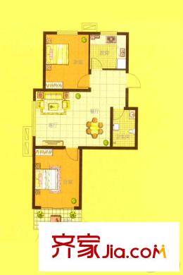 千禧銀杏苑23#-25#標(biāo)準(zhǔn)層A戶型 2室2廳1衛(wèi)1廚