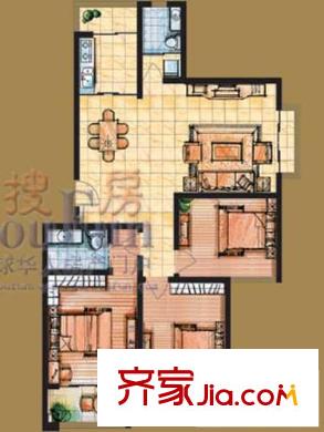 錦源尚都戶型圖H型 3室2廳2衛(wèi)